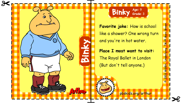 Binky's trading card