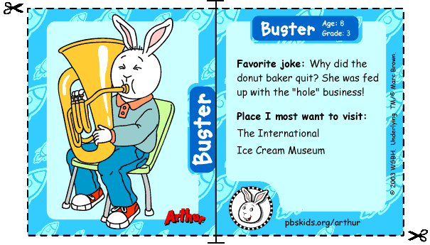 Buster's trading card