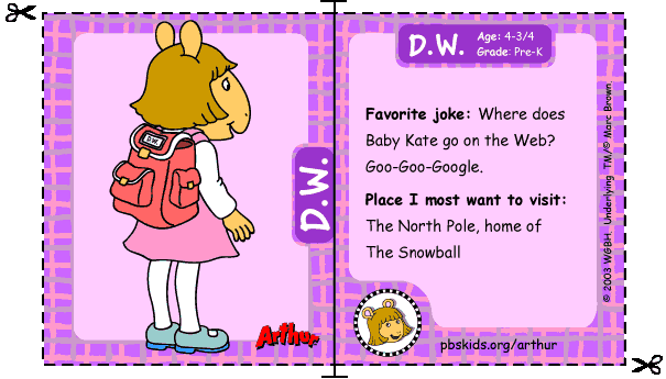 D.W.'s trading card