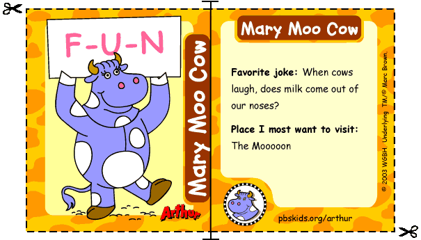 Mary Moo Cow's trading card