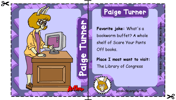 Paige Turner's trading card