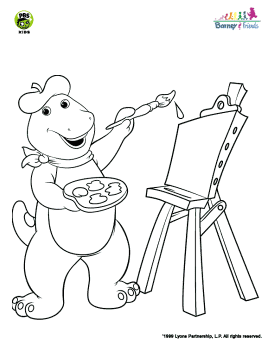 Barney painting at an easel