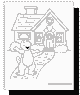 Barney in front of house coloring sheet