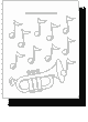 Trumpet and musical notes coloring page