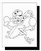 Barney in an airplane coloring page