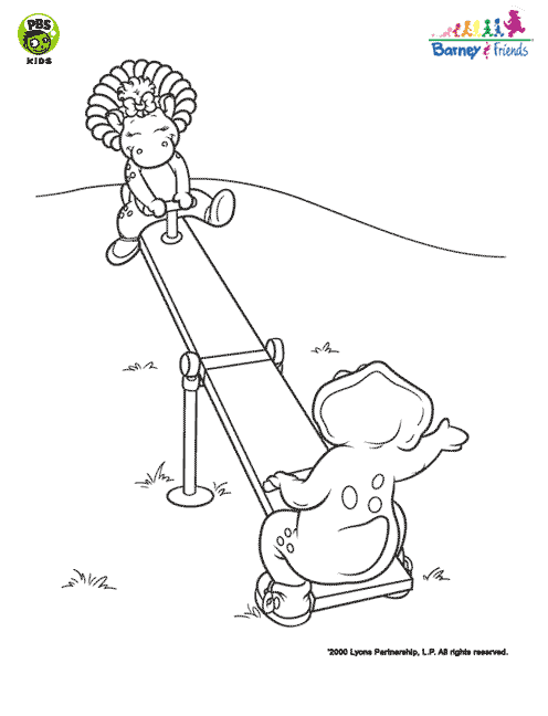 BJ and Baby Bop on the seesaw