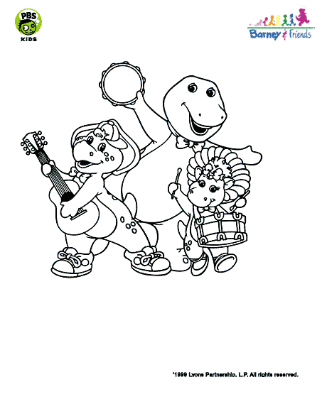 Barney, BJ and Baby Bop play musical instruments