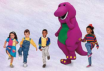 Barney and kids march