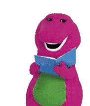 Barney reads a book