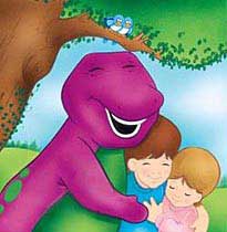 Barney hugs kids