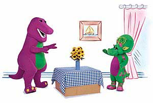 Barney and Baby Bop use box for table