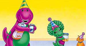 Barney and Baby Bop make party snacks