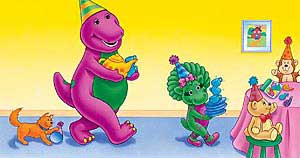 Barney and Baby Bop set the table