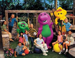 Barney, Baby Bop and BJ with the cast