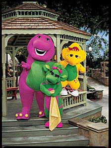 Barney, BJ and Baby Bop in the gazebo