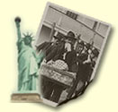 Statue of Liberty and picture of immigrants