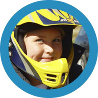 Rylee with motorcycle helmet