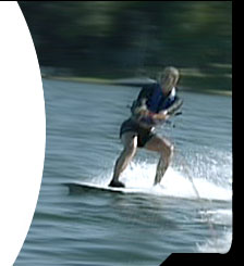 laura wakeboarding on a lake