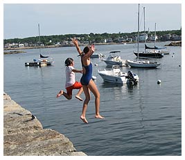 Bridget and Rosario take a dive feet-first!