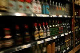Shelves of liquor