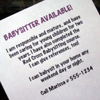Babysitter Want Ad