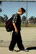 Boy walking alone