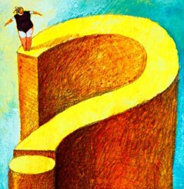 Woman on a question mark