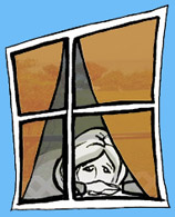 Girl looking out of window
