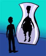 Body looking into mirror
