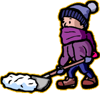 Kid shoveling snow