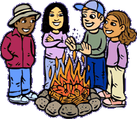 Kids around a campfire