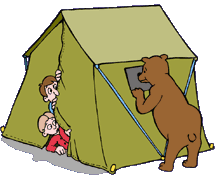 Bear looking into tent