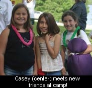 Casey (center) meets new friends at camp!