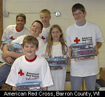 Kids helping out with A merican Red Cross