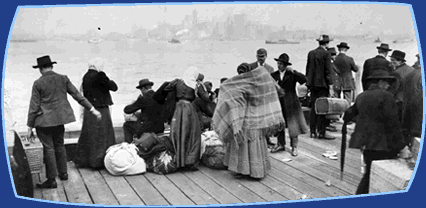 Newly arrived immigrants at Ellis Island