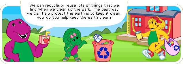 We can recycle or resuse lots of things that we find when we pick up the park. The best way we can help protect the earth is to keep it clean. How do you help keep the earth clean?