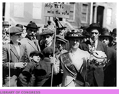 woman with suffrage sign