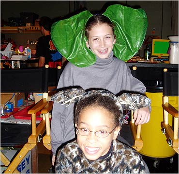 Cara and Maya between takes for the ZOOMplayhouse.