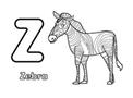 Z is for Zebra Coloring Page