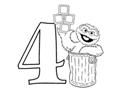 Oscar the Grouch and the Number Four Coloring Page