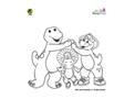 Barney and Friends Playing Coloring Page